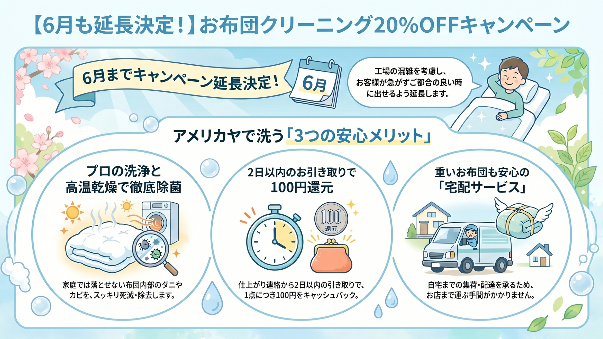 尾道のおすすめ布団クリーニング 20%OFFでダニ・カビ対策